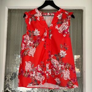 Floral Red Sleeveless Top